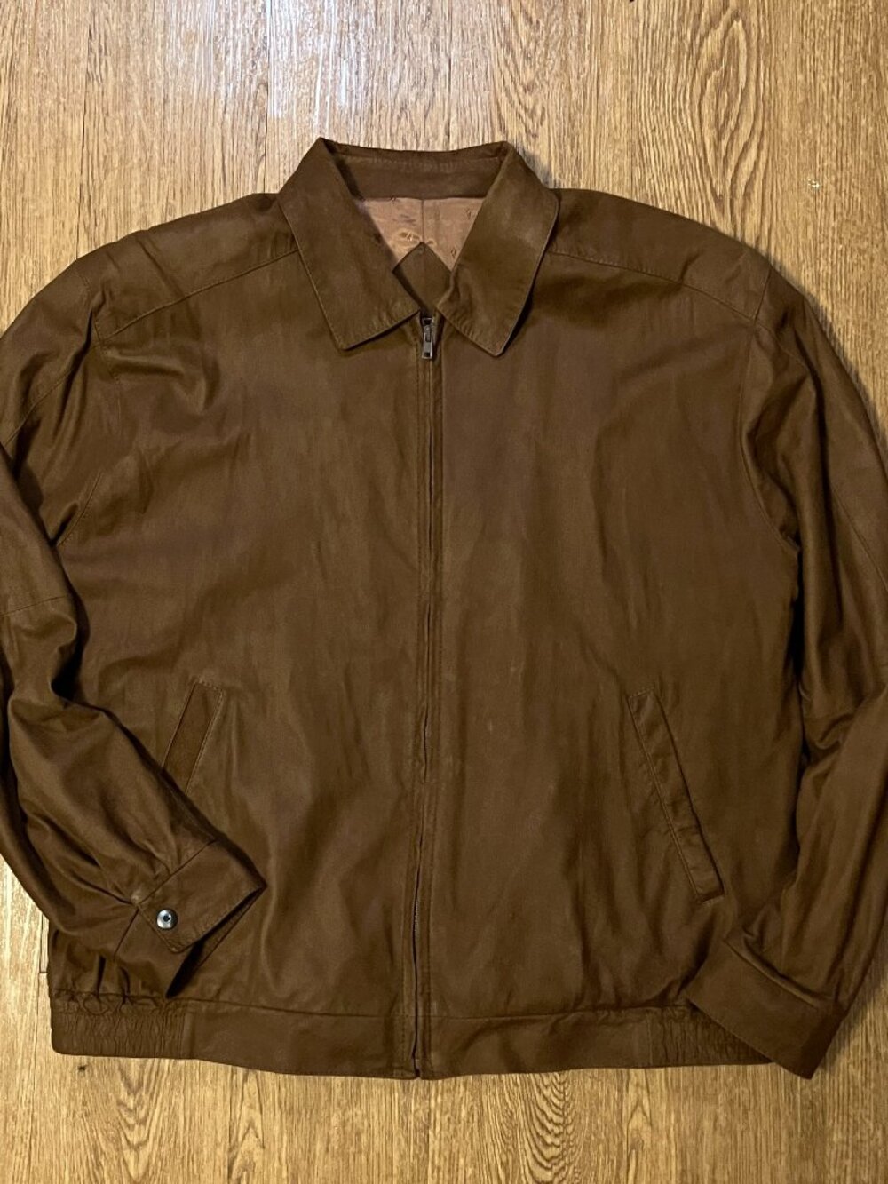 Johnston & Murphy Vintage Suede Leather Jacket Mens 44 Brown Harrington Bomber